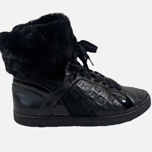 Share LOUIS VUITTON Monogram High Top Sneakers Fur Black Size 37